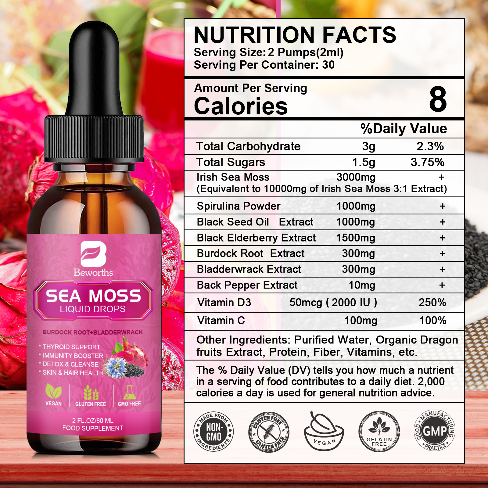 BEWORTHS 3000MG Seamoss Liquid - Root Stimulator Liquid avis et prix