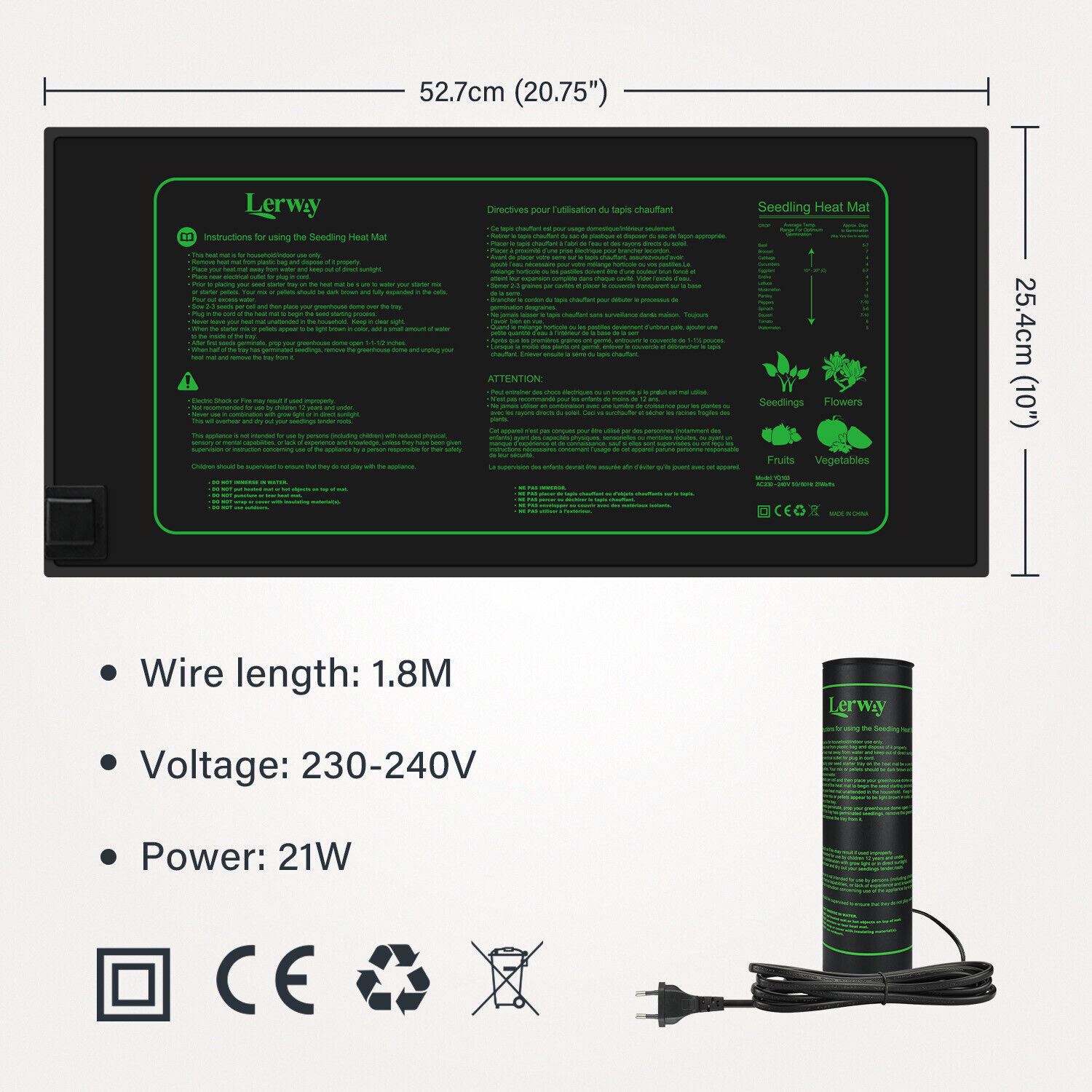 LERWAY 21W Seedling Heating Ma - Heat Mat Seedling avis et prix