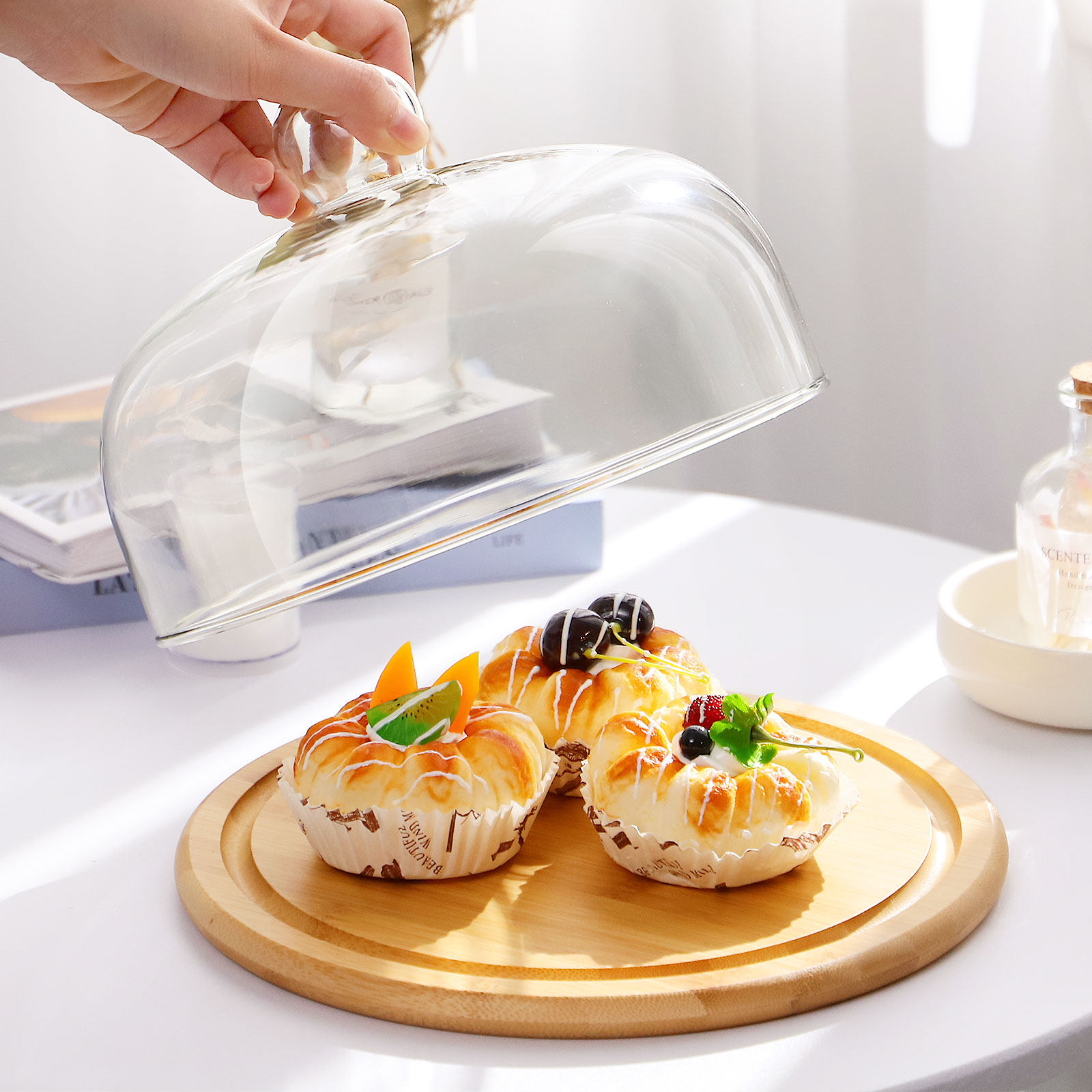 1Set Cake Holder Glass Dome Co - Plastic Dome Clear avis et prix