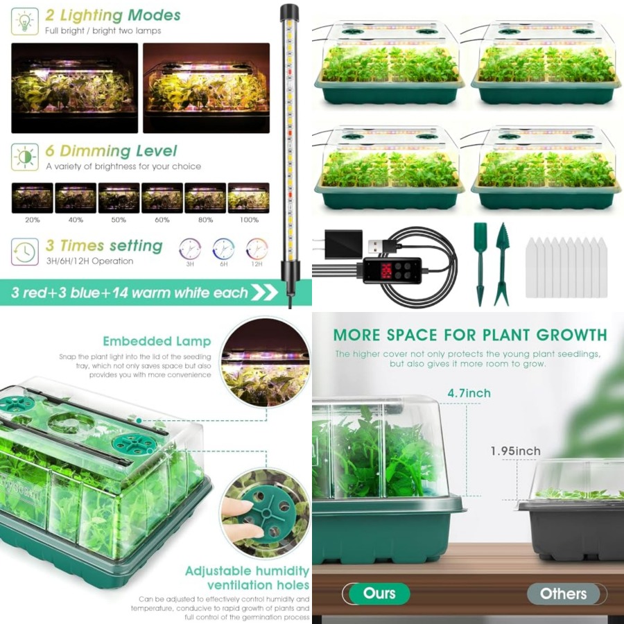 Seed Starter Tray with Grow Li - Humidity Dome Kit avis et prix