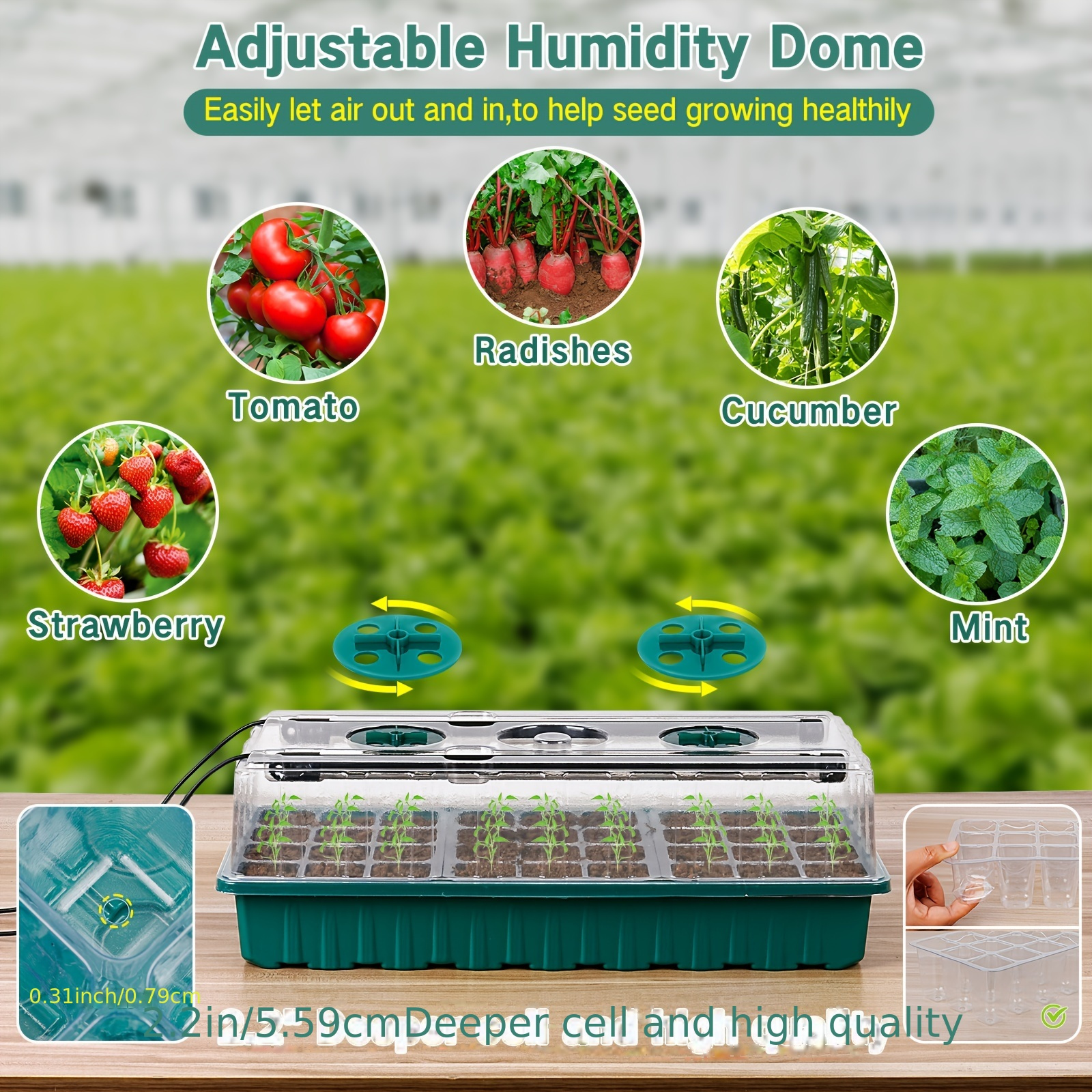 2PCS 72-Cell Seed Growing Kit  - Humidity Dome Kit avis et prix